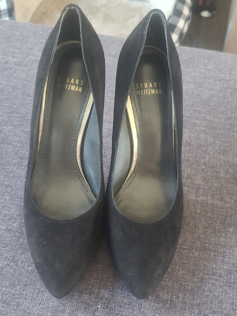 Stuart Weitzman Black Suede Pointed Pumps